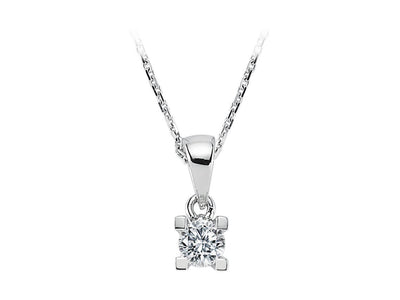 Elegant solitaire necklace with 0.21 carat diamond in 14K white gold