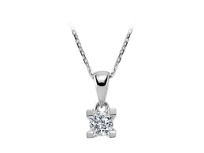 Zeitlose Solitär-Halskette mit 0,22 Karat Diamant in 14K Weißgold