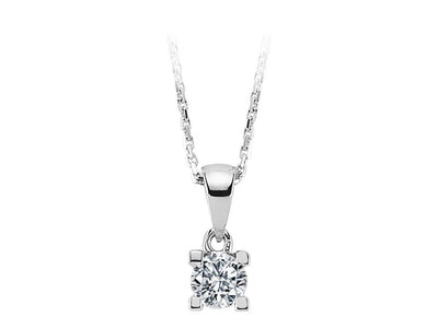 Solitaire diamond pendant with 0.27 ct in 14K white gold