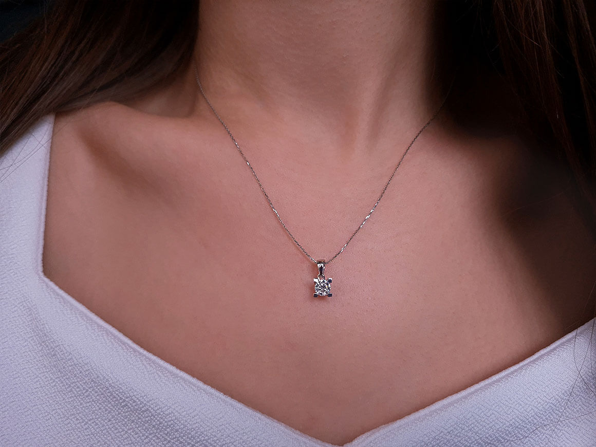 Solitäre-Anhänger aus 14K Weißgold mit 0,40 ct laborgezüchtetem Diamanten – hochwertiger Schmuck von Rosy Lab Diamonds
