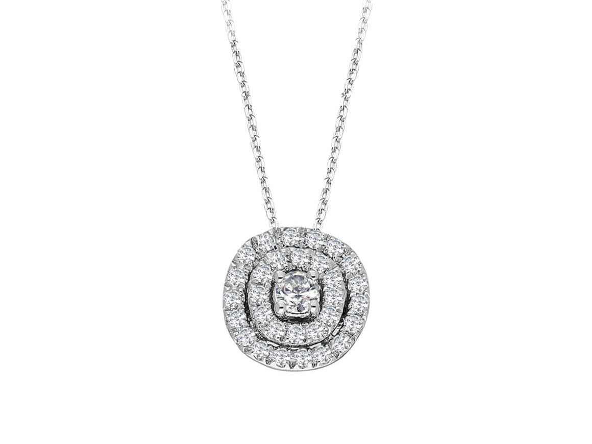 Pendant "Aurora" with lab-grown diamonds in 14K white gold