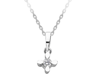 Pendentif solitaire avec diamant cultivé en laboratoire – or blanc 8K
