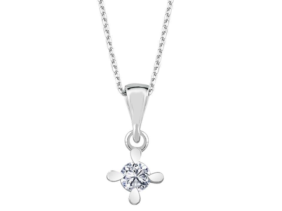 Pendentif solitaire avec Diamant - Or Blanc 14 carats - Bijoux haut de gamme de Rosy Lab Diamonds