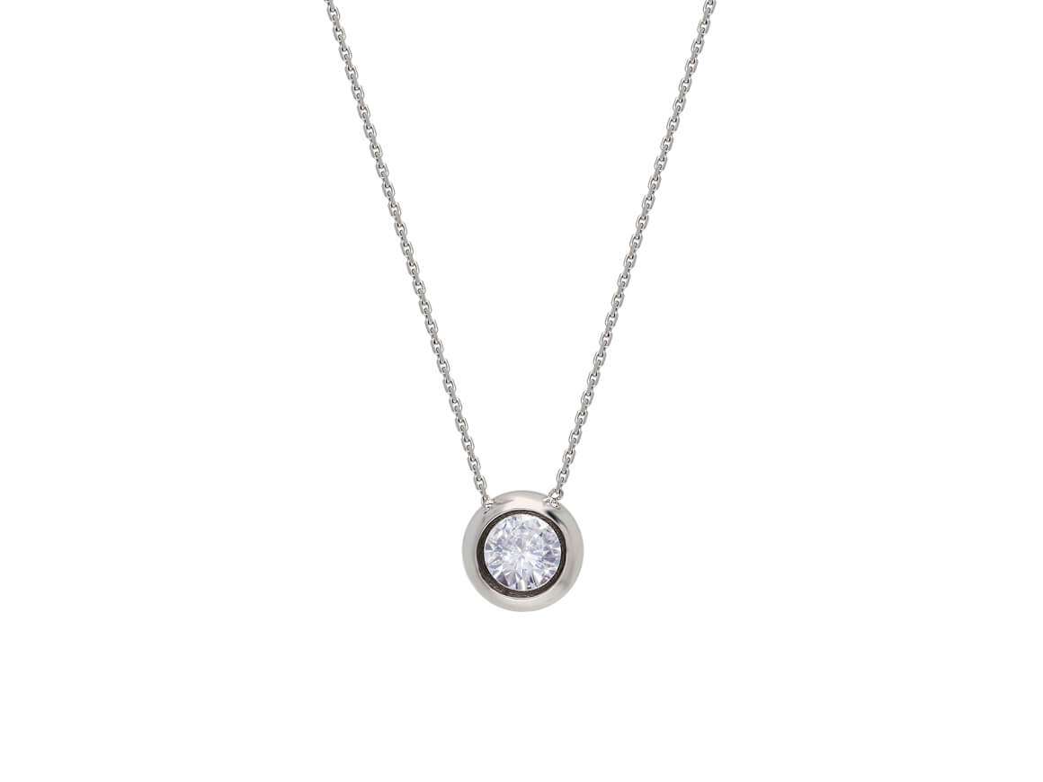Solitaire necklace with round diamond – 0.50 ct in 14K white gold