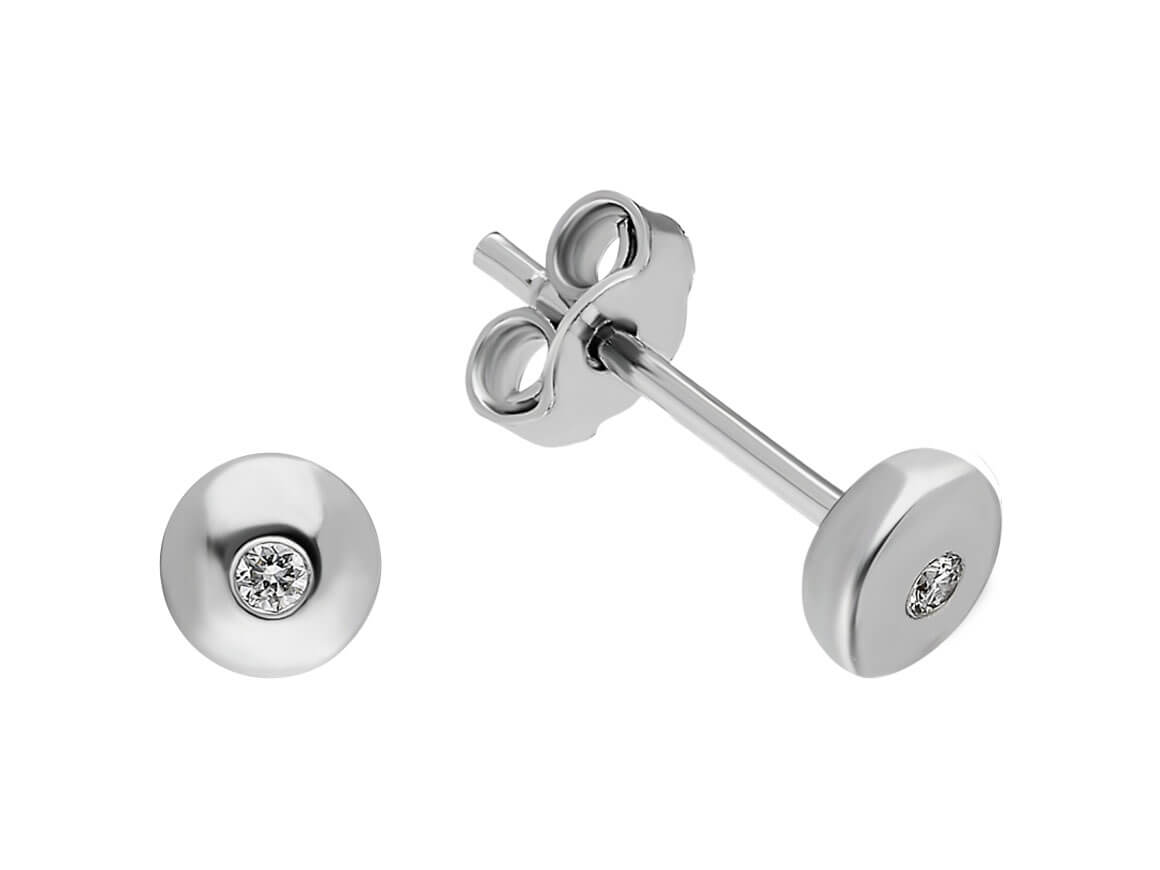 Puces d’oreilles en Diamant avec Serti Clos en Or Blanc 8 carats | 0,05 ct – Bijoux haut de gamme de Rosy Lab Diamonds