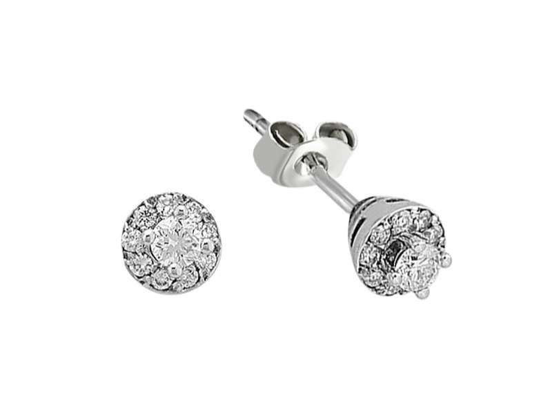 14K Beyaz Altın Halo Pırlanta Küpeler | 0,42 ct Parlaklık - Rosy Lab Diamonds’tan yüksek kaliteli Mücevher