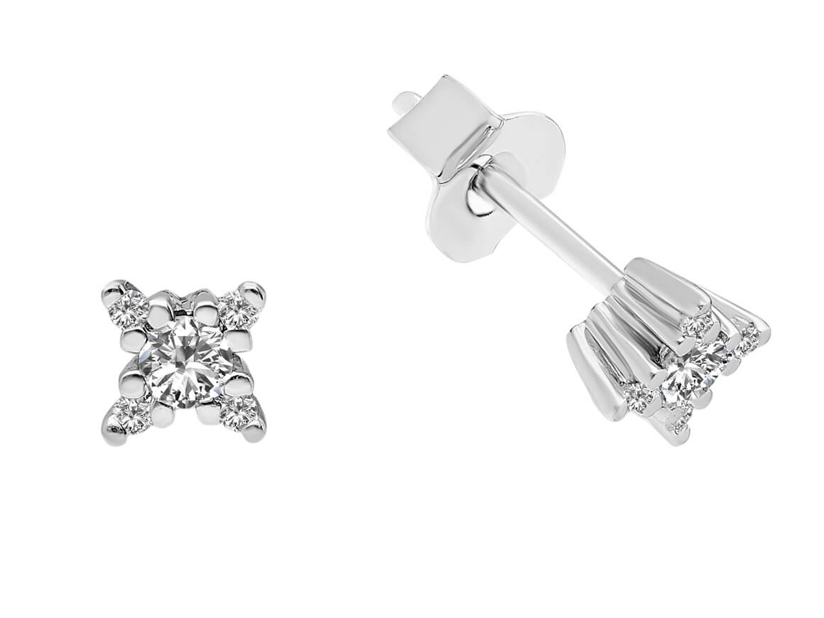 Zarte Diamant-Ohrstecker in Blütenform aus 14K Weißgold