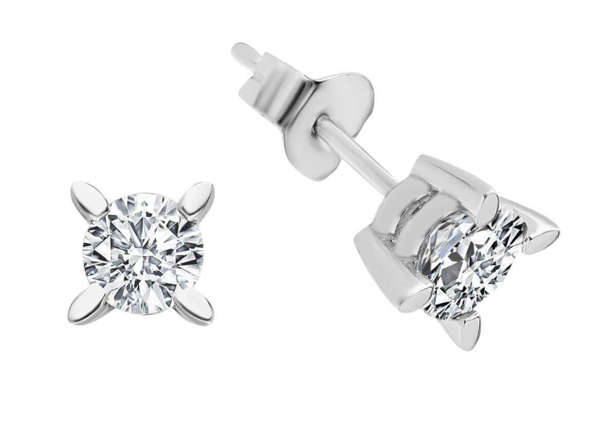 14K Beyaz Altın Solitär Pırlanta Küpeler | 0,48 ct Laboratuvar Pırlantaları - Rosy Lab Diamonds’tan yüksek kaliteli Mücevher