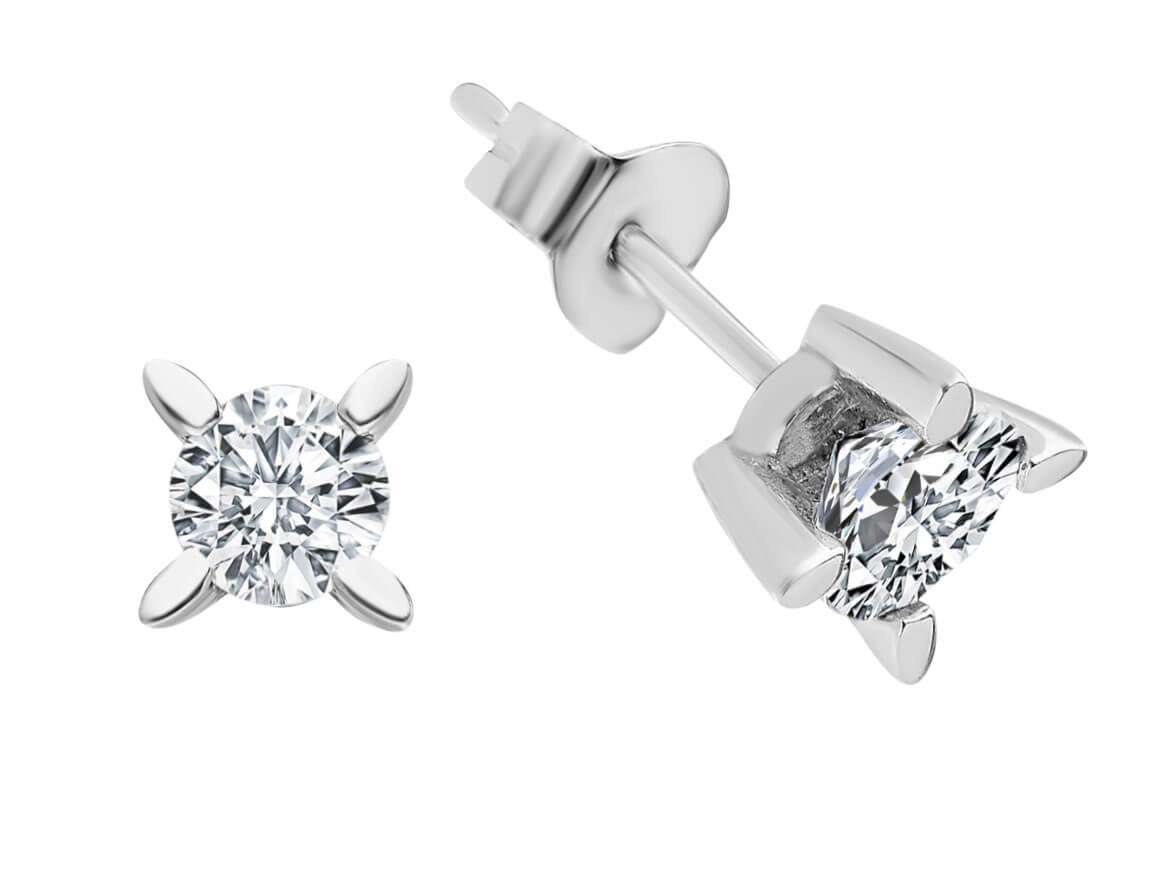 Clous d'oreilles brillants classiques – 0,41 ct – Or blanc 14K