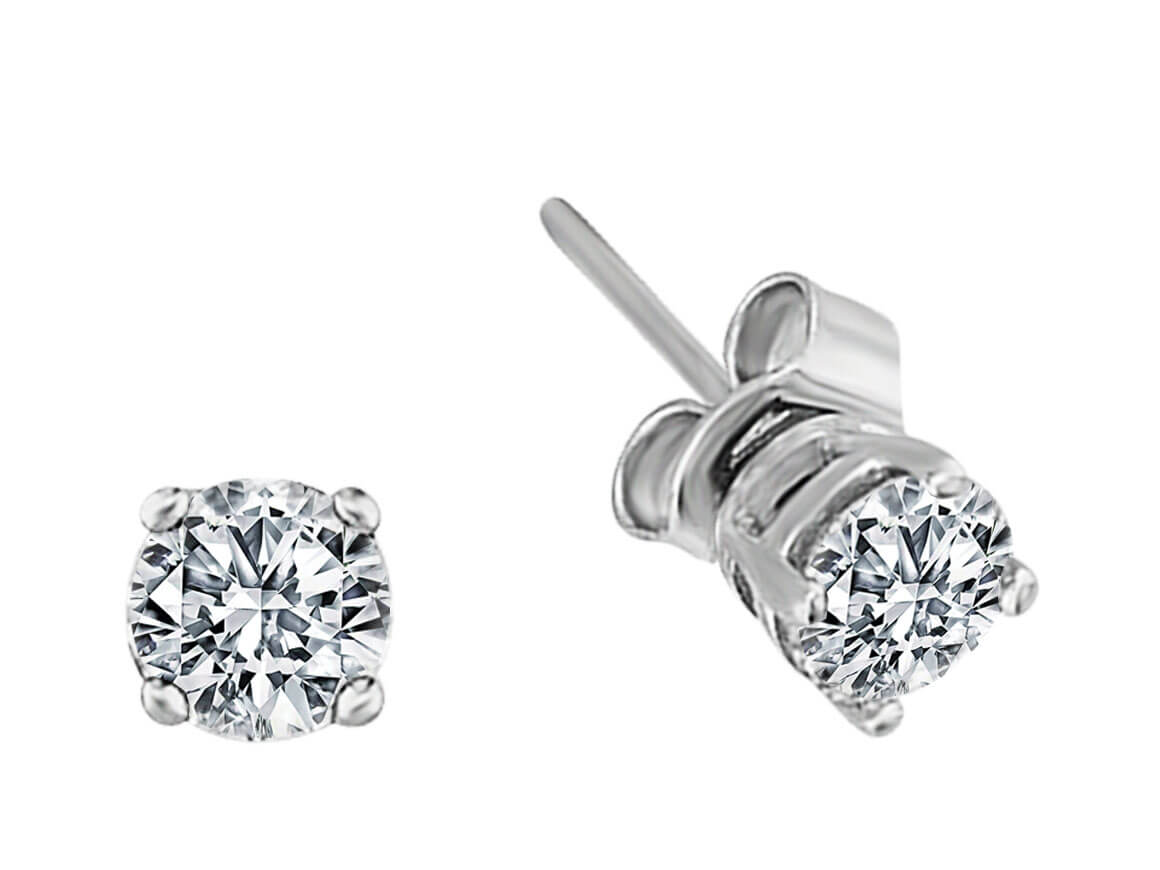 أقراط ألماس سوليتير - 0,91 قيراط، ذهب عيار 14 قيراطًا - مجوهرات عالية الجودة من Rosy Lab Diamonds