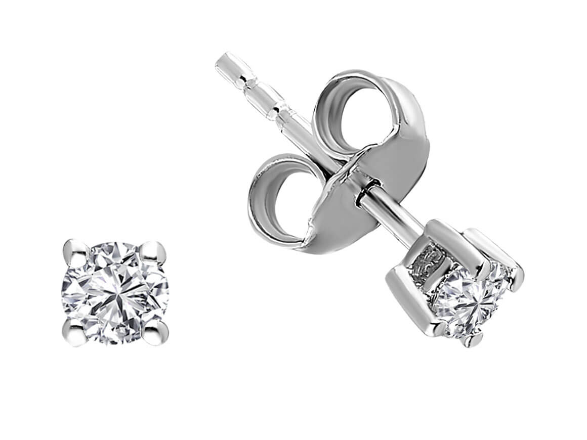 Clous d'oreilles classiques avec 2 diamants cultivés en laboratoire – 0,18 ct, or 14 carats
