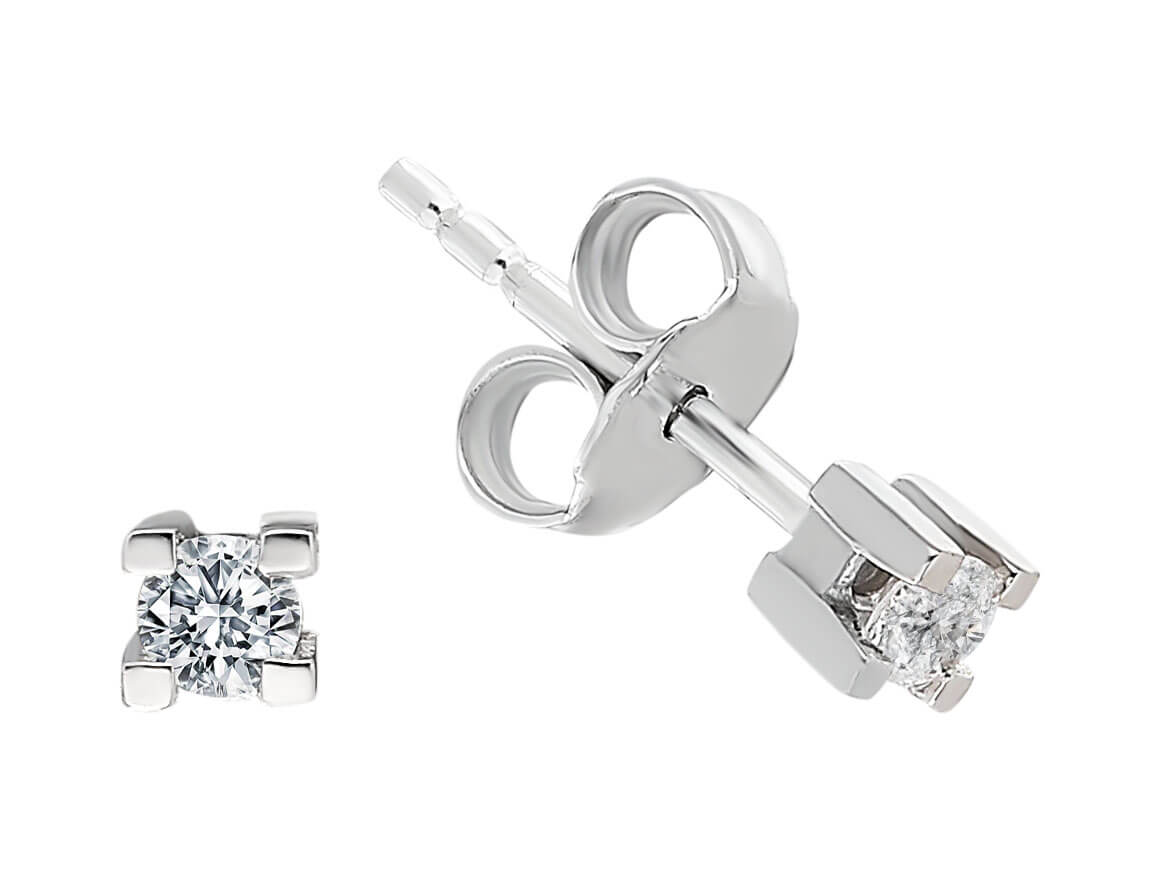 Zarte Solitär-Ohrstecker mit 2 laborgezüchteten Diamanten – 0,12 ct