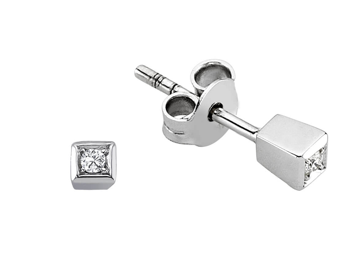 Minimalist diamond stud earrings with 0.03 ct – 14K white gold