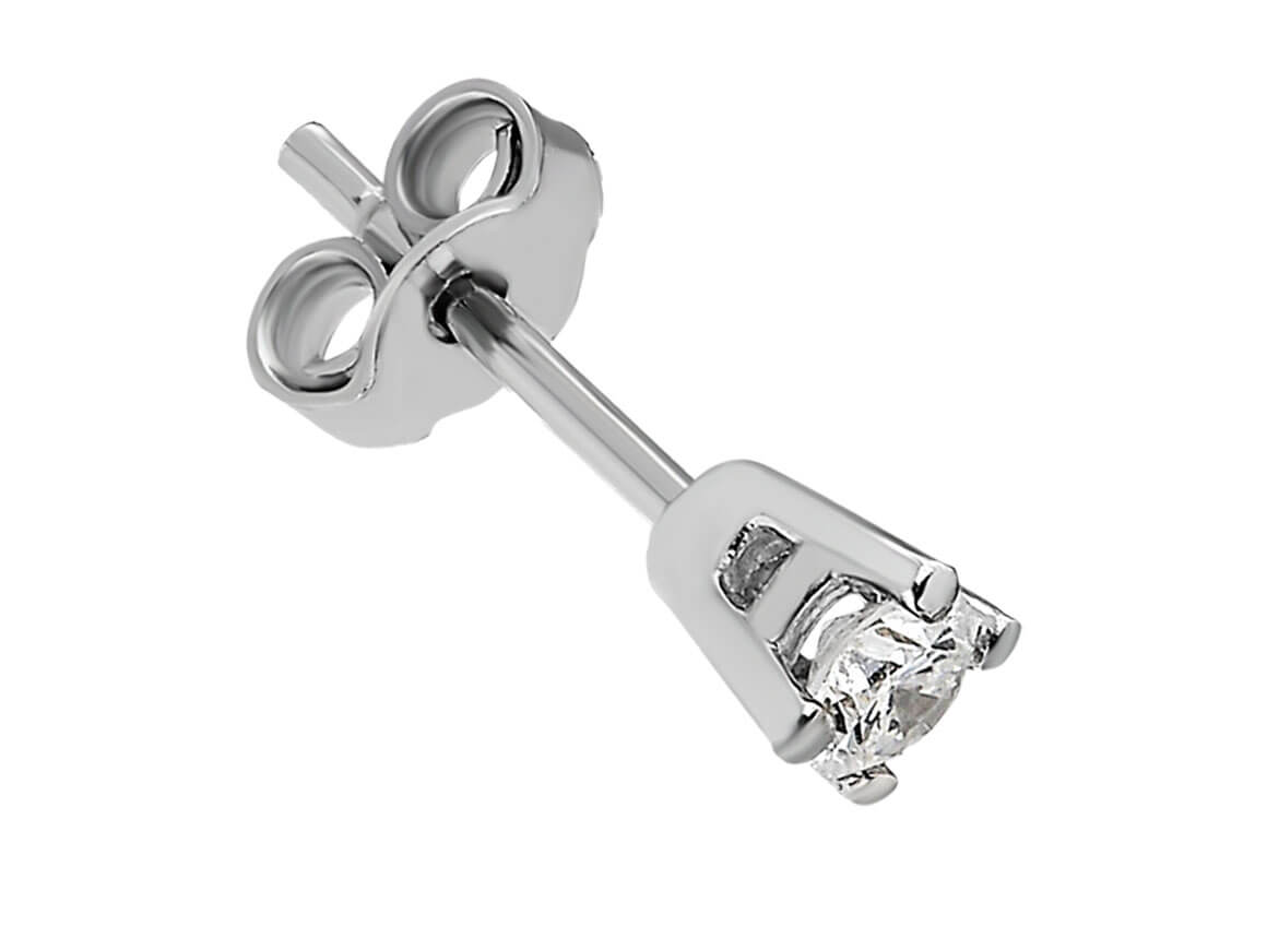 Solitaire stud earrings with lab diamond in 585 white gold