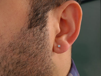 Solitaire stud earrings with lab diamond in 585 white gold