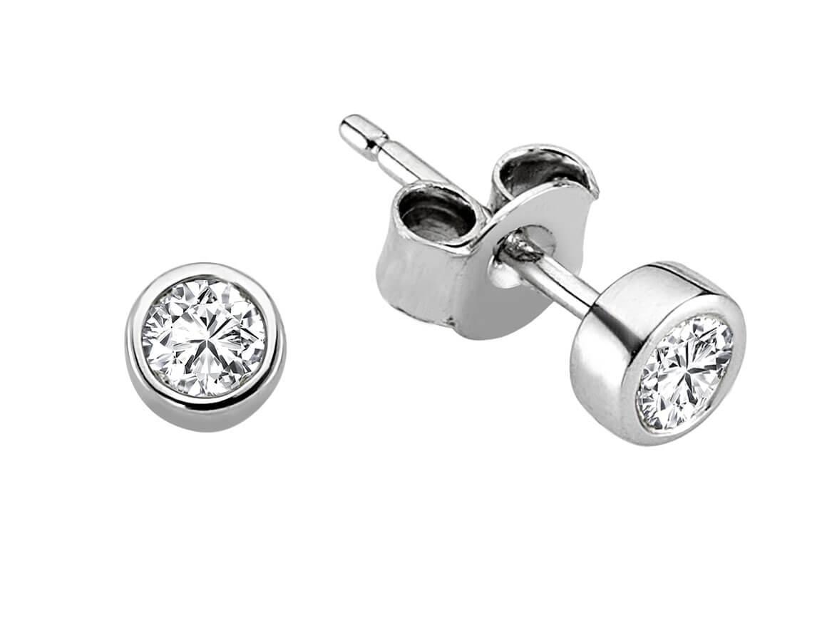 Zeitlose Zargen-Ohrstecker mit 0,37 ct Diamanten aus 14K Weißgold