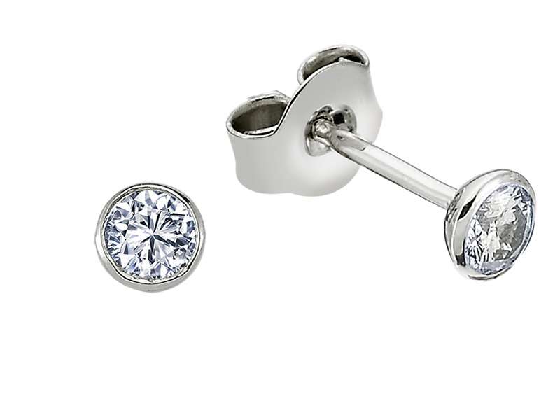 Zargenfassungs-Ohrstecker mit 0,28 ct Diamanten aus 14K Weißgold