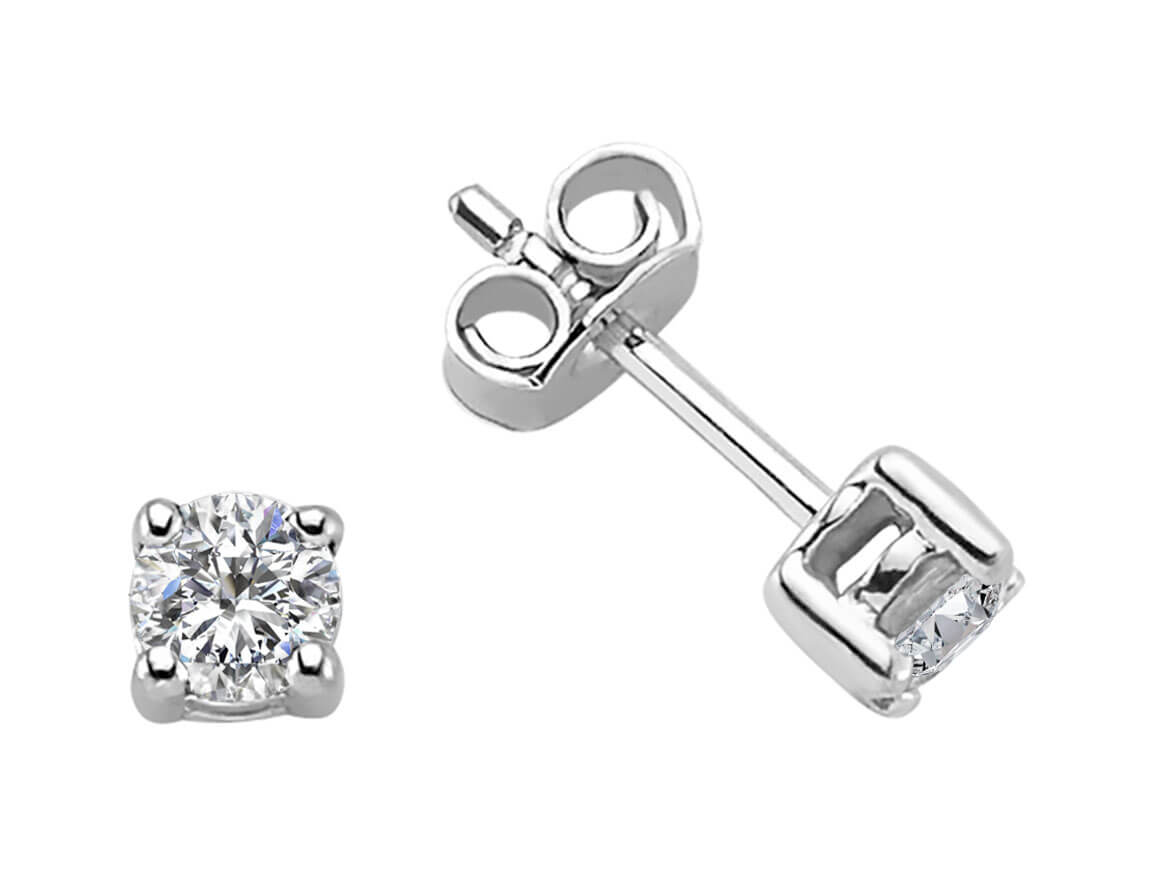 Classic solitaire stud earrings with lab diamonds in 585 white gold