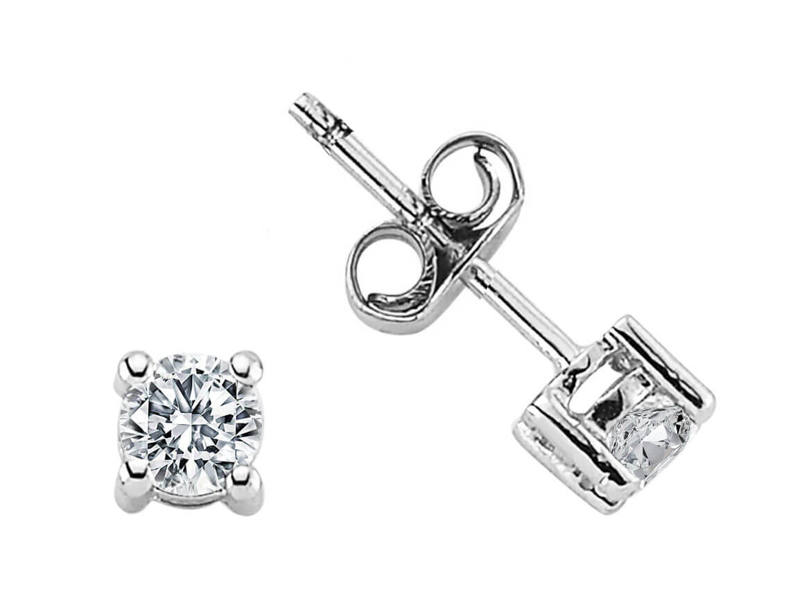 Klasik 14K Beyaz Altın Pimli Küpe, 0,47 ct laboratuvarda üretilmiş elmaslarla – Rosy Lab Diamonds’tan yüksek kaliteli Mücevher