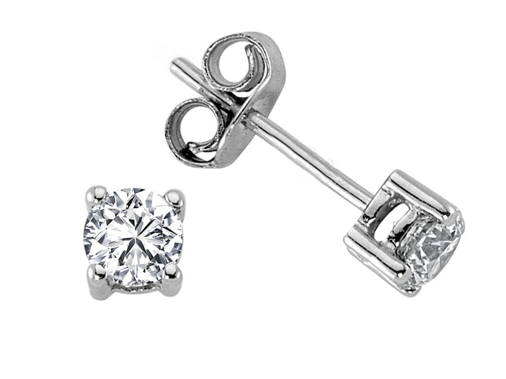 Classic solitaire stud earrings with lab diamonds in 585 white gold