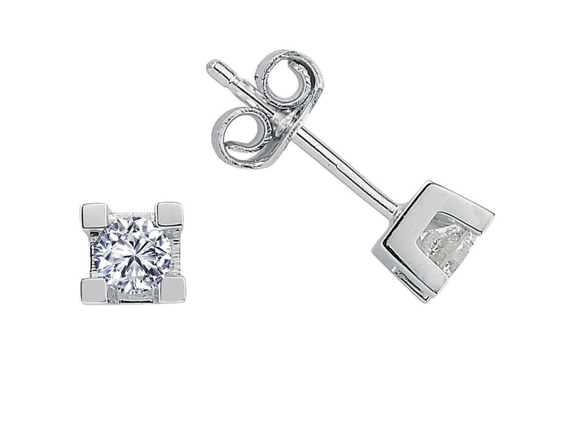 Classic White Gold diamond solitaire stud earrings | Luxury Jewelry Online – high-quality Jewelry by Rosy Lab Diamonds