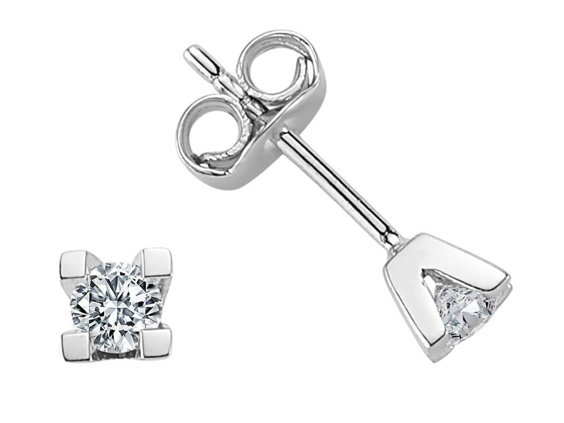 Solitär-Ohrstecker mit Diamanten aus 14K Weißgold – 0,26 ct