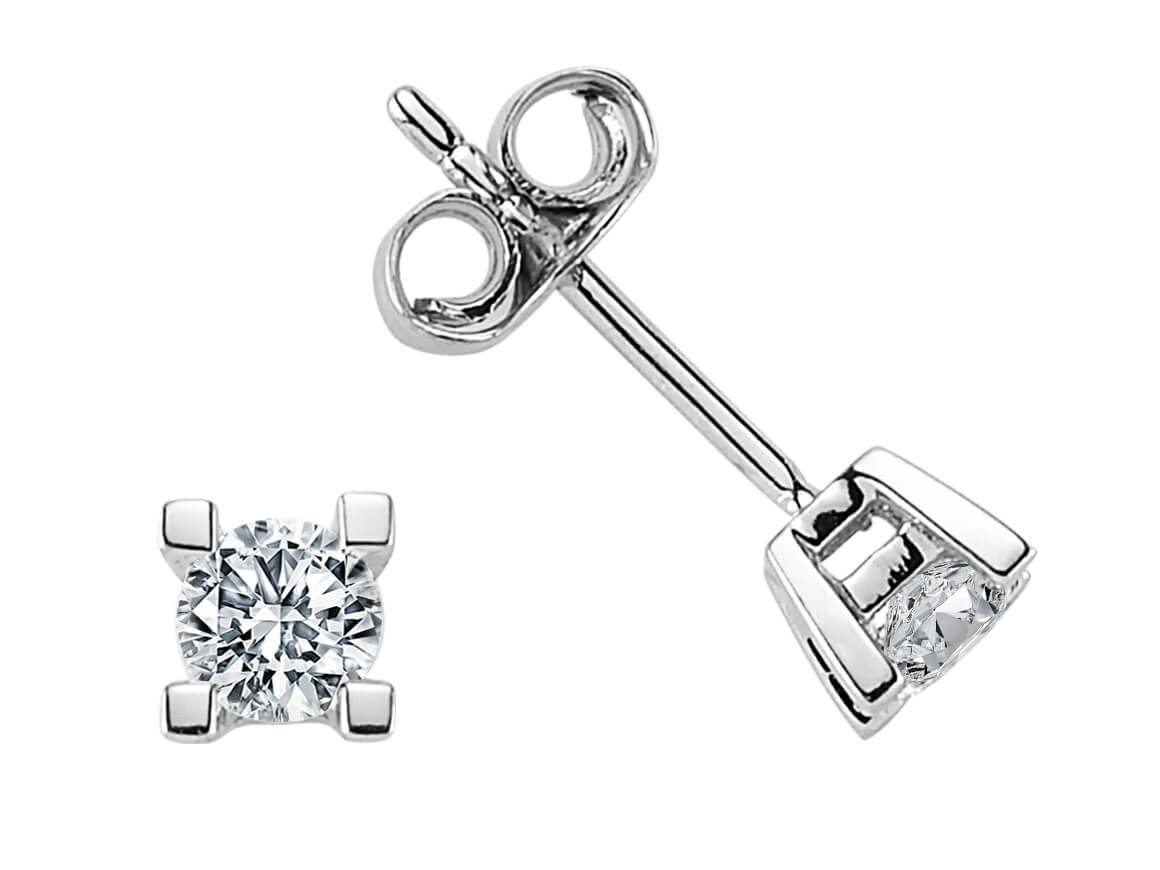 Zeitlose Solitär-Ohrstecker mit Diamanten aus 14K Weißgold