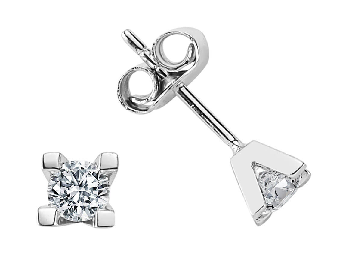 Solitaire Diamond Stud Earrings 0.41 ct - 14K White Gold | Simple Elegance - High-Quality Jewelry by Rosy Lab Diamonds