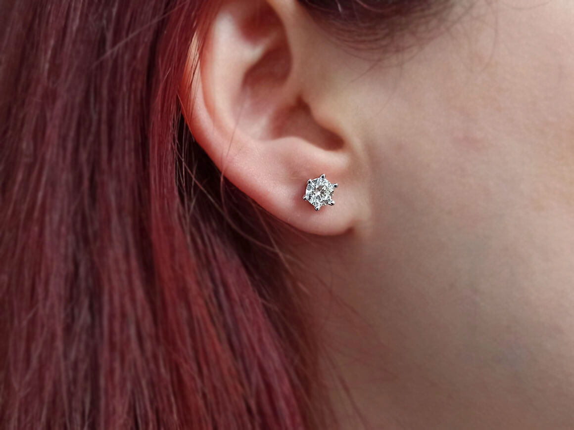 1,40 ct 585 Beyaz Altın Pırlanta Pimli Küpe - Rosy Lab Diamonds'tan yüksek kaliteli Mücevher