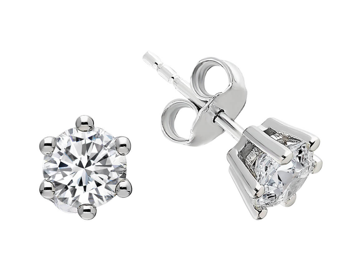 1.40 Carat Diamond Solitaire Stud Earrings in 585 White Gold