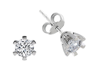 Diamond solitaire stud earrings with 1.00 ct in 585 white gold