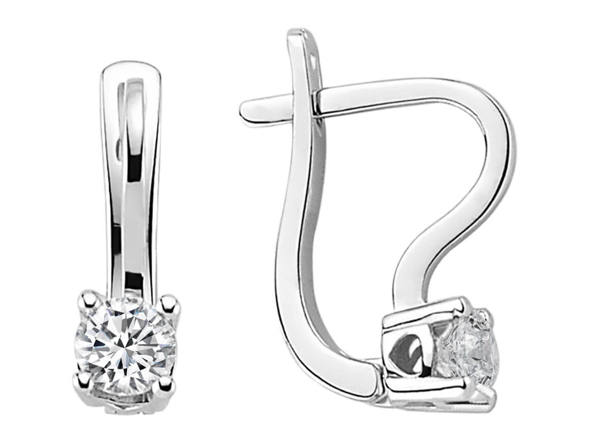 Solitaire folding hoop earrings with lab diamonds made of 585 white gold