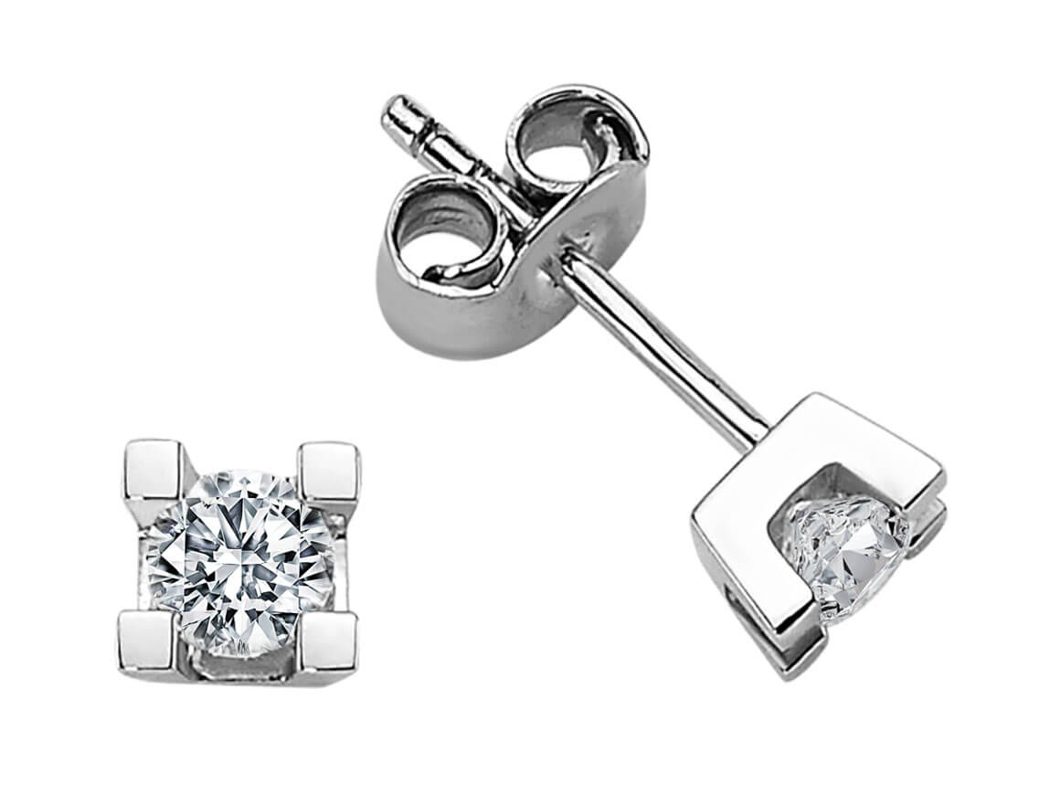 Laboratuvar pırlantalı soliter küpeler | 585 ayar Beyaz Altın – Rosy Lab Diamonds’tan yüksek kaliteli Mücevher