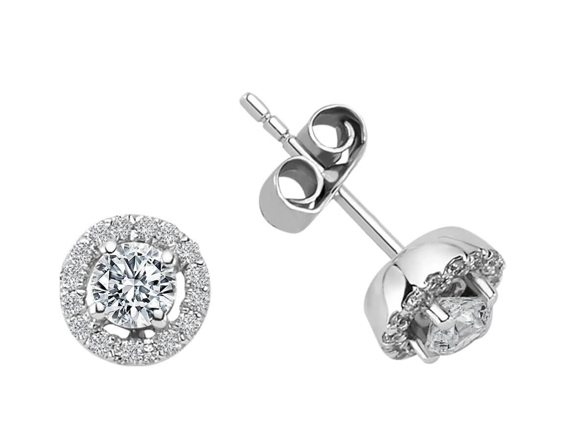 Halo-Ohrstecker mit Labordiamanten | 585er Weißgold - hochwertiger Schmuck von Rosy Lab Diamonds