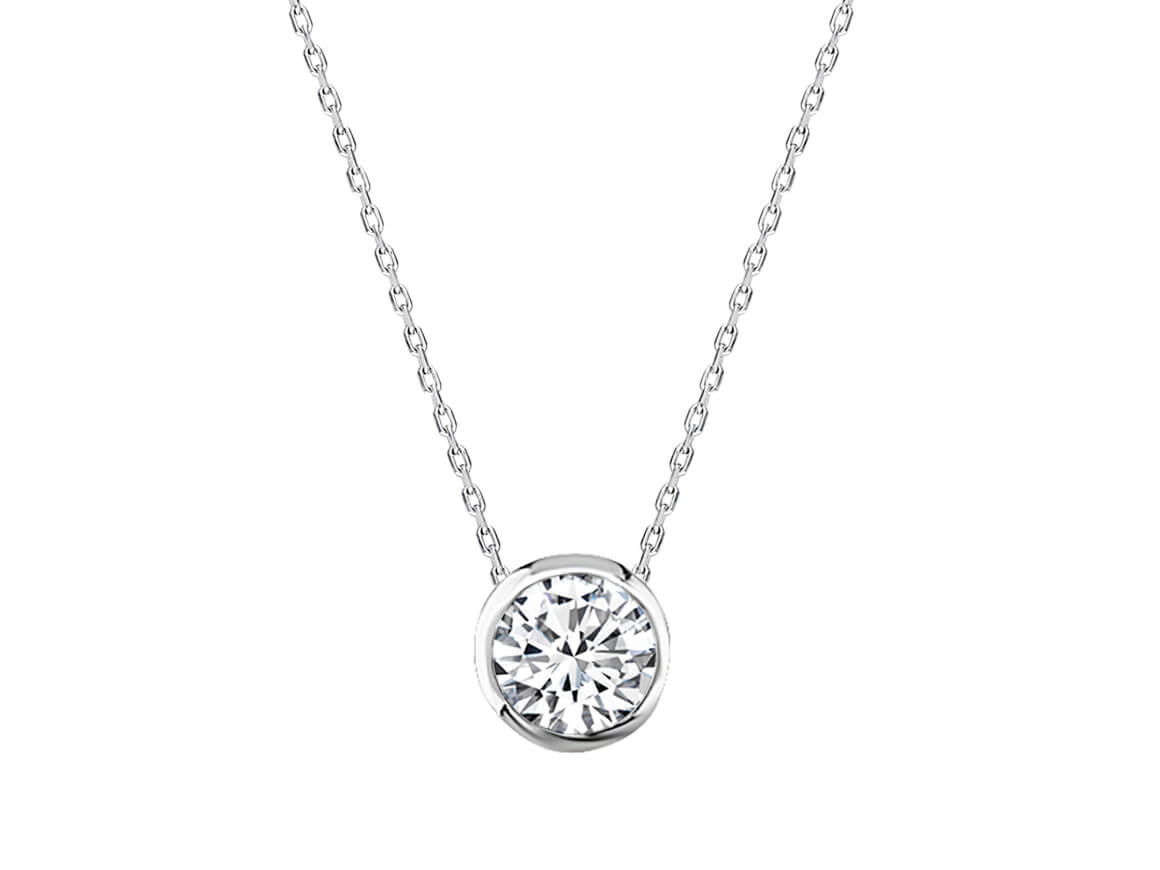 Collier solitaire en diamant - 0,28 ct | Or Blanc 14 carats - 15P0058 - Bijoux de haute qualité de Rosy Lab Diamonds