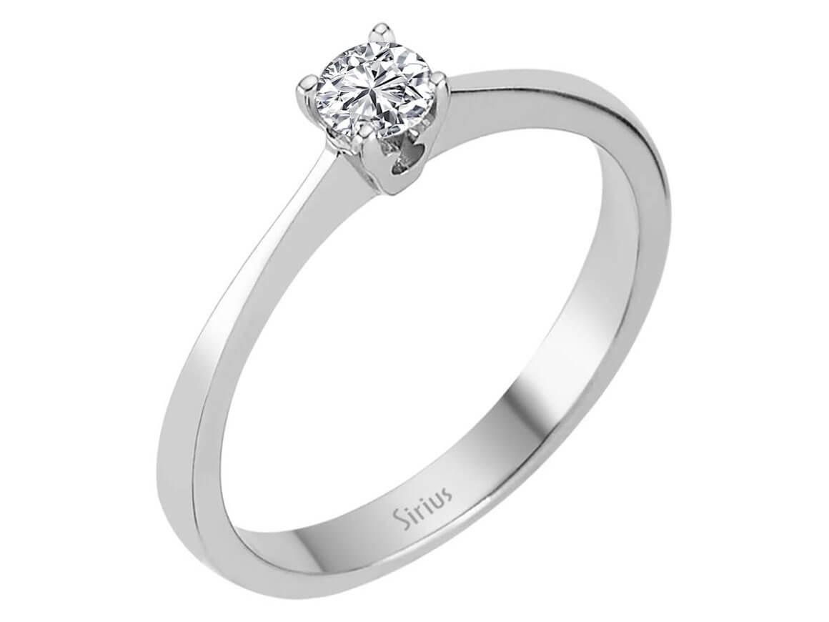 Bague solitaire classique avec un diamant de laboratoire de 0,18 carat en or blanc 14 carats – des bijoux haut de gamme de Rosy Lab Diamonds