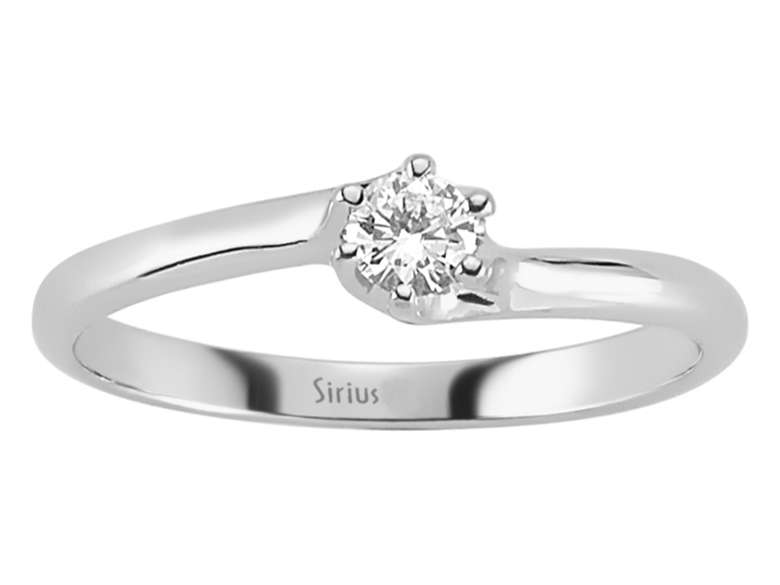 Schlichter Solitär-Ring mit 0,13 Karat Laborgezüchtetem Diamant in 14K Weißgold