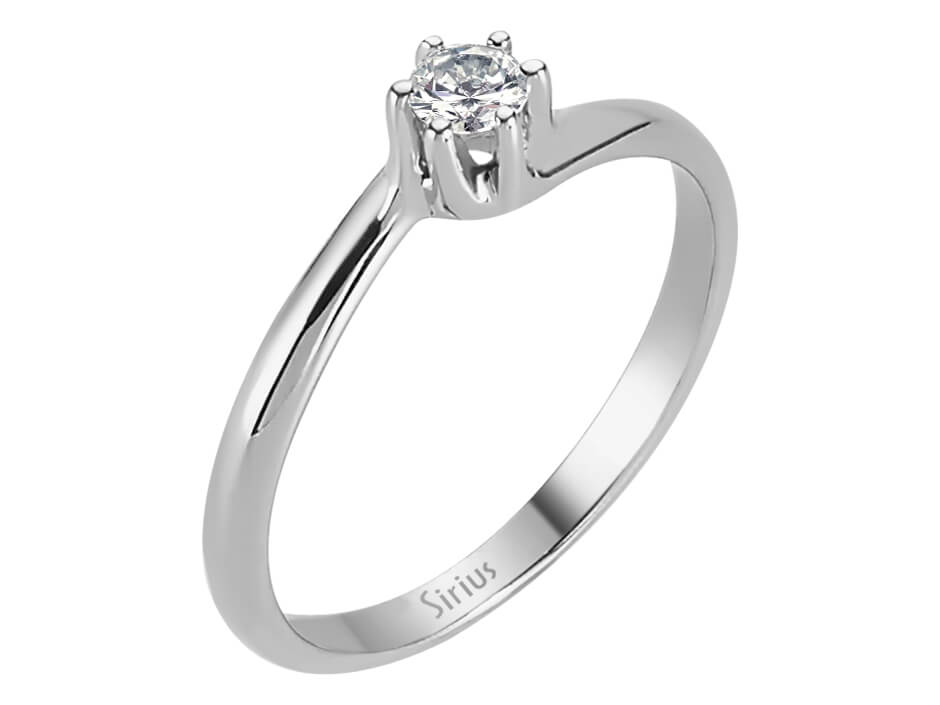 Schlichter Solitär-Ring mit 0,13 Karat Laborgezüchtetem Diamant in 14K Weißgold