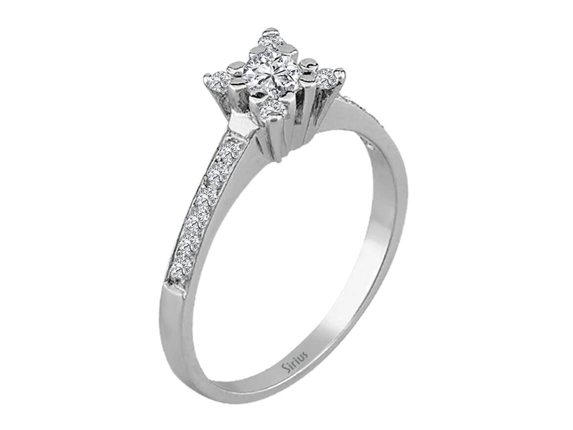 Elegant double-diamond ring with 0.24 ct and 0.23 ct lab-grown diamonds in 14K White Gold—high-quality Jewelry from Rosy Lab Diamonds