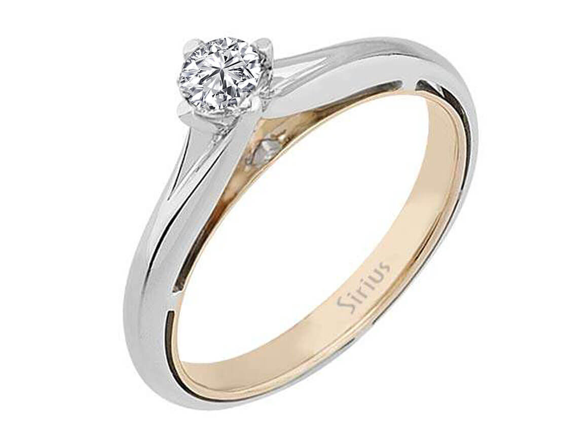 Bague solitaire diamant moderne - Or Blanc 14 K - Pierre précieuse de 0,36 carat - Bijoux haut de gamme de Rosy Lab Diamonds