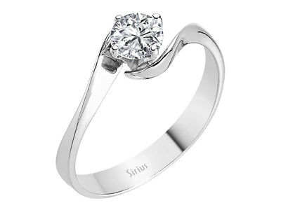 Eleganter Solitär-Ring mit 0,45 Karat rund geschliffenem Diamant in 14 Karat Weißgold