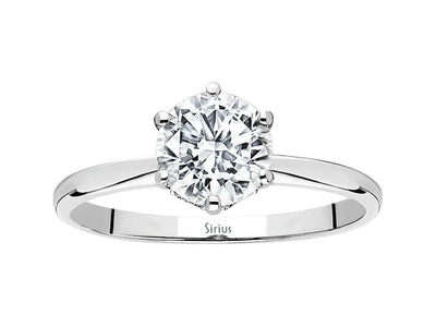 14 Karat White Gold Ring with 1 Round Diamond (0.92 ct) and 12 Small Round Diamonds – 1.50 Grams