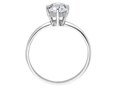 14 Karat White Gold Ring with 1 Round Diamond (0.92 ct) and 12 Small Round Diamonds – 1.50 Grams