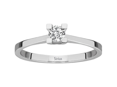 Weißgold Solitär Ring mit 1 rundfacettiertem Diamanten 0,19 Karat