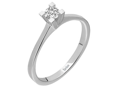 Weißgold Solitär Ring mit 1 rundfacettiertem Diamanten 0,19 Karat