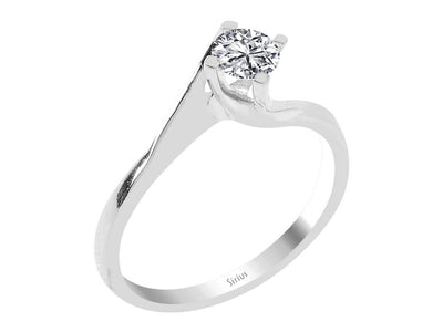 14K white gold ring with 1 round diamond (0.50 carat)