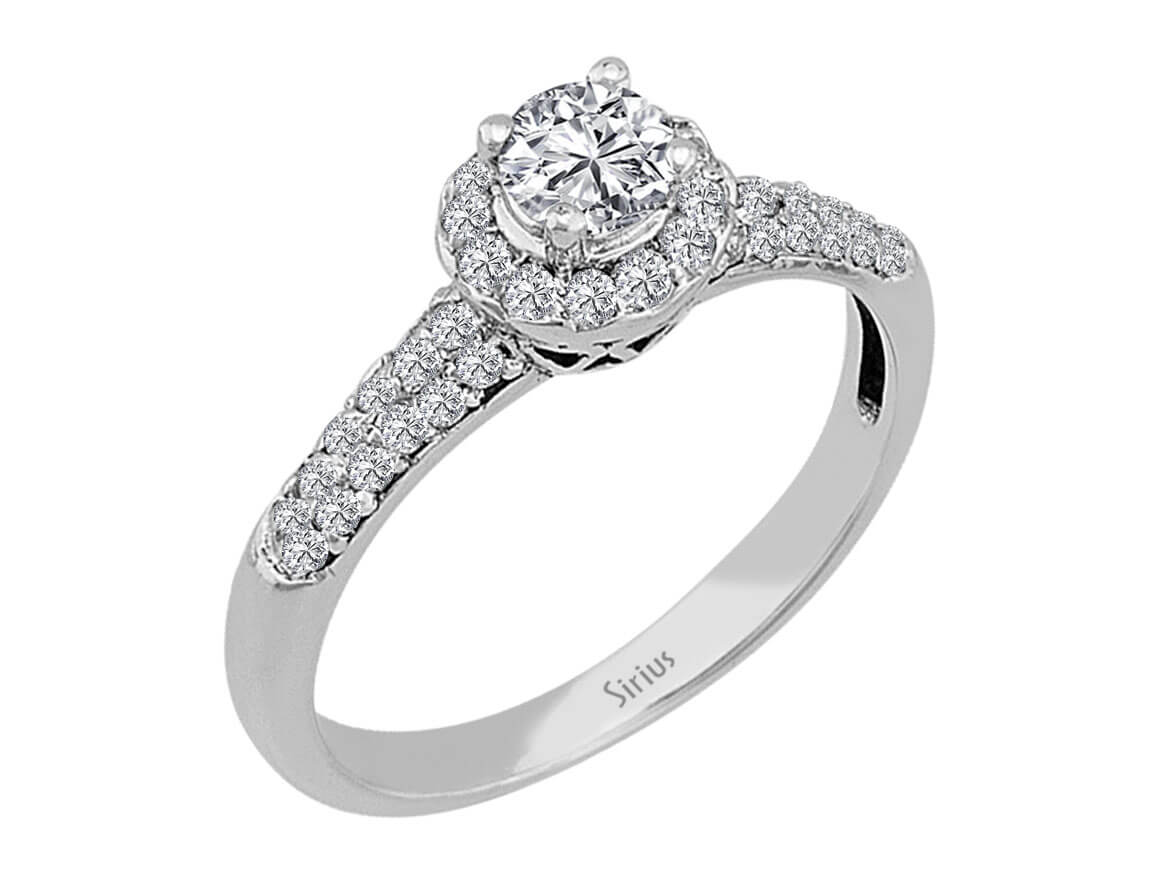 Elegant ring with a 0.36-carat solitaire and 0.35-carat pavé lab-grown diamonds in 14-karat gold — high-quality Jewelry from Rosy Lab Diamonds