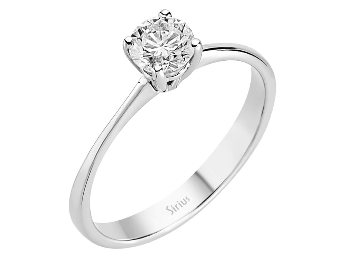 Klassischer Solitär-Ring mit 0,51 Karat rundem Labor-Diamanten