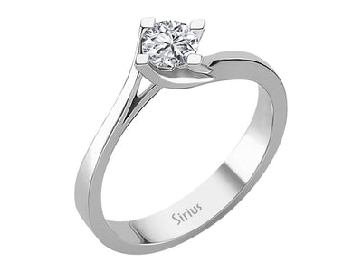 Eleganter Solitär-Ring mit rundem Labor-Diamanten 0,46 Karat