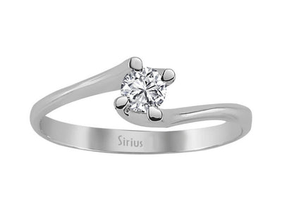 Schlichter Solitär-Ring mit einem rund geschliffenen laborgezüchteten Diamanten, 0,19 ct, in 14K Weißgold